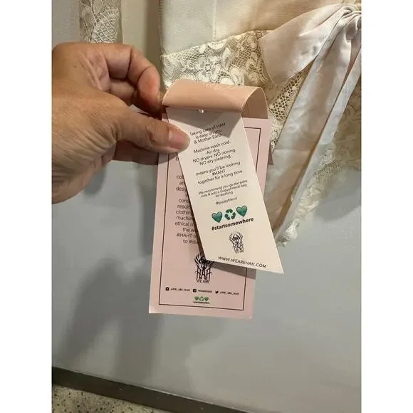 We Are HAH Take HAH Bow Reversible Bodysuit Creme Shear Lace Plunge NWT size M - Picture 10 of 15